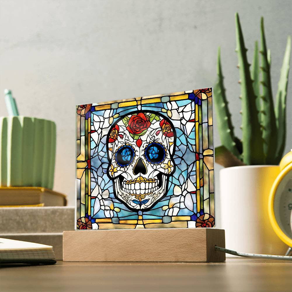Sugar Skull Led Lighted Acrylic Plaque Halloween Decoration-[Heartfelt Family Gift]