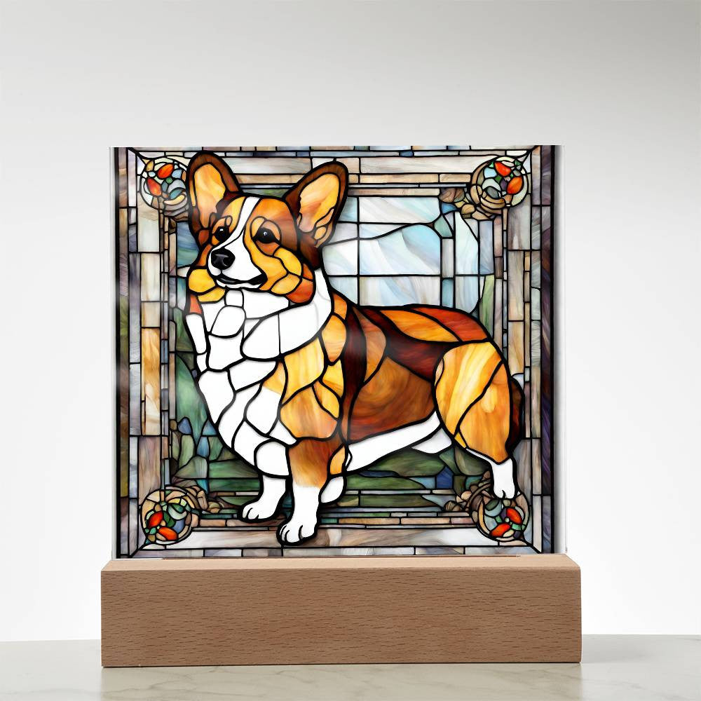Corgi Dachshund Poodle Beagle Acrylic Plaque - Faux Stained Glass Design - Perfect Gift for Dog Lovers-[Heartfelt Family Gift]