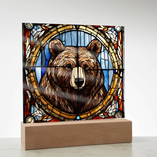 Bear Acrylic Square Plaque-[Heartfelt Family Gift]