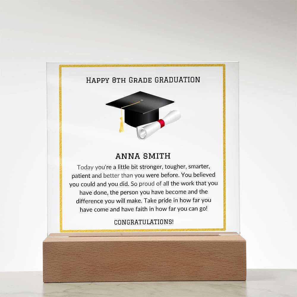 8th grade graduation card Middle School Graduation Lighted Acrylic Plaque – Heartfelt Family Gift