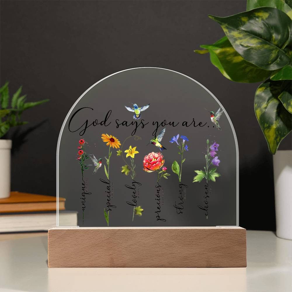 God Says You Are Affirmation Plaques for Christmas Confirmation First Communion Baptism - Heart Dome Nightlight Bible Verses Ornament-[Heartfelt Family Gift]