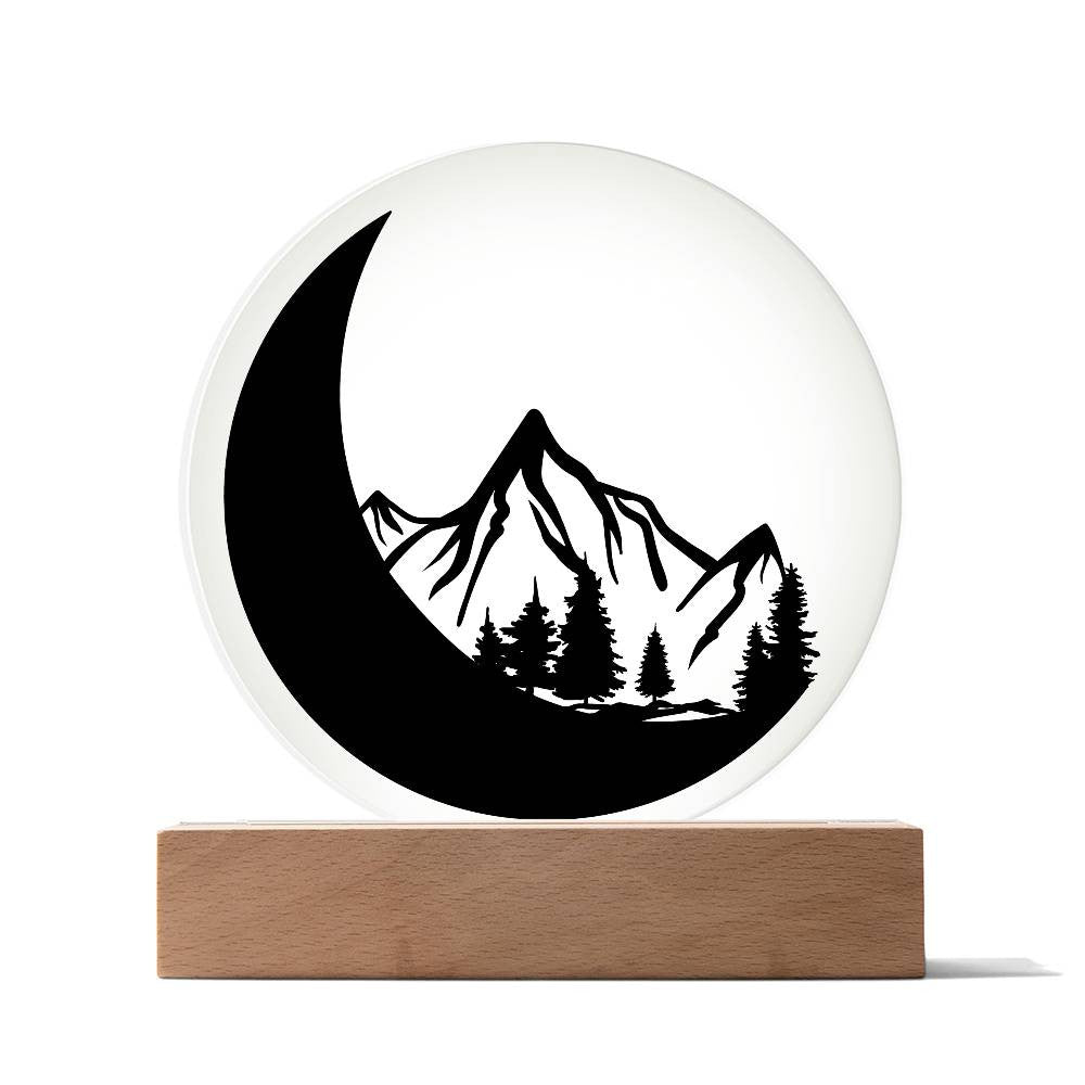 Black Moon and Mountains Custom Name Night light-[Heartfelt Family Gift]