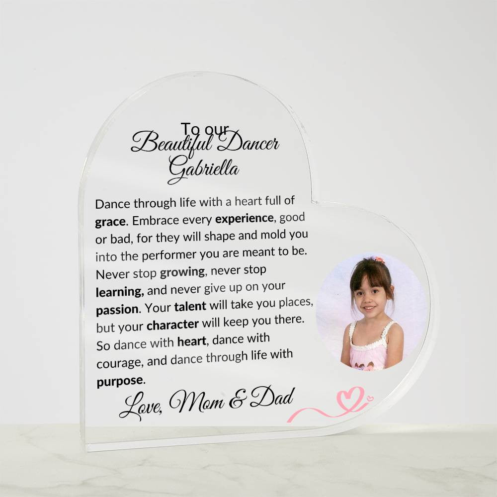 Personalized Ballerina Acrylic Heart Plaque Gift-[Heartfelt Family Gift]