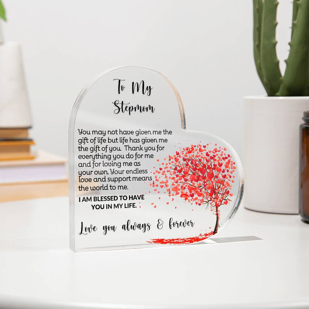 To My Stepmom Acrylic Heart Gift-[Heartfelt Family Gift]