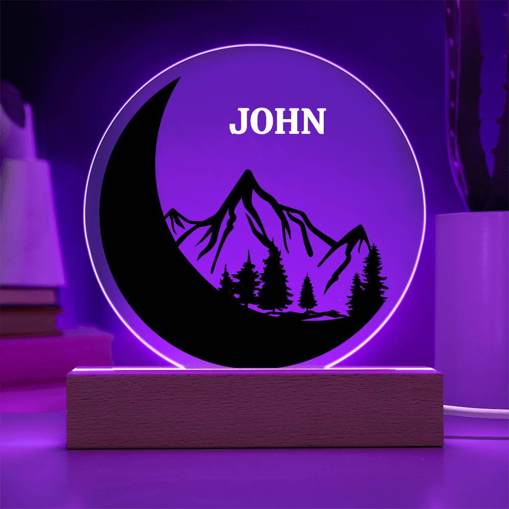 Black Moon and Mountains Custom Name Night light-[Heartfelt Family Gift]
