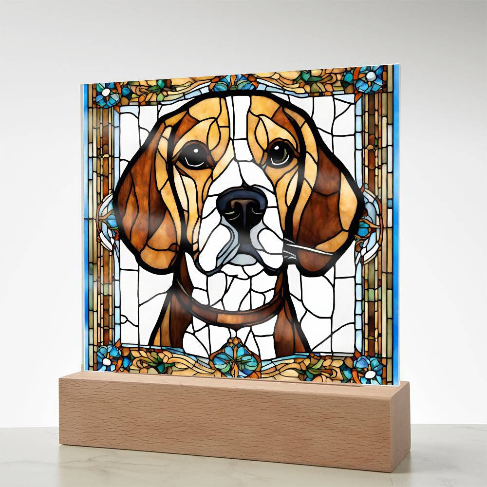 Corgi Dachshund Poodle Beagle Acrylic Plaque - Faux Stained Glass Design - Perfect Gift for Dog Lovers-[Heartfelt Family Gift]