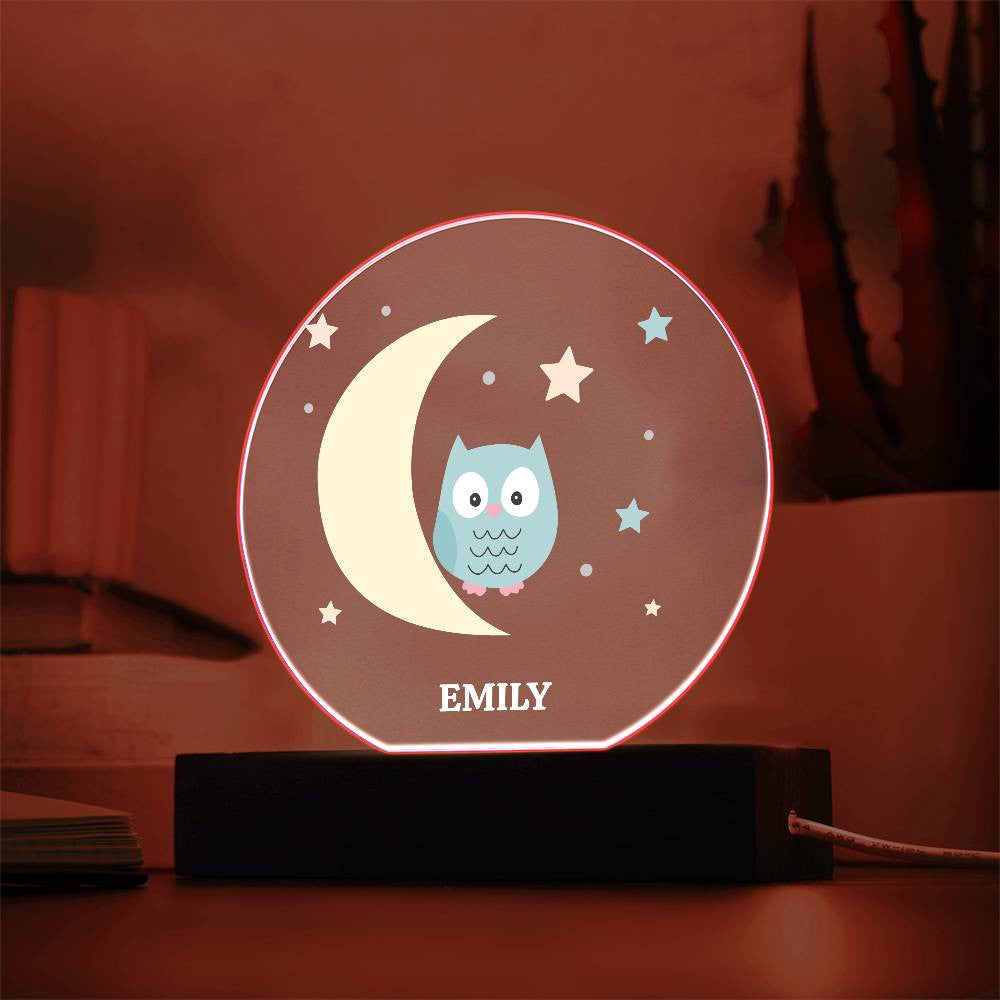 Owl Star and Moon Custom Name Night light-[Heartfelt Family Gift]