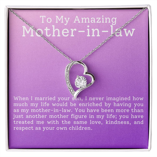 To My Amazing Mother In Law Forever Love Heart Necklace-[Heartfelt Family Gift]