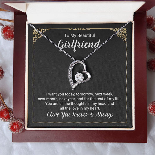 To My Beautiful Girlfriend Always And Forever Heart Necklace-[Heartfelt Family Gift]