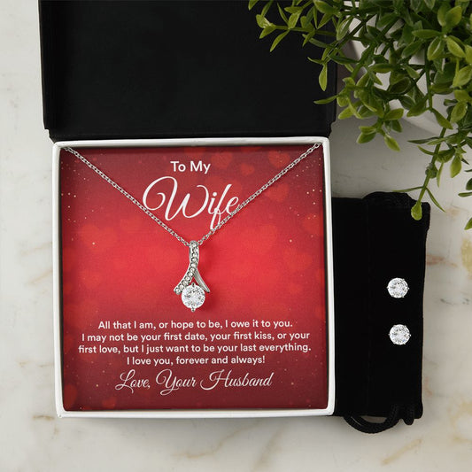 Charming Wife Necklace and Earrings Set - Reflecting All That I Am and Hope to Be-[Heartfelt Family Gift]
