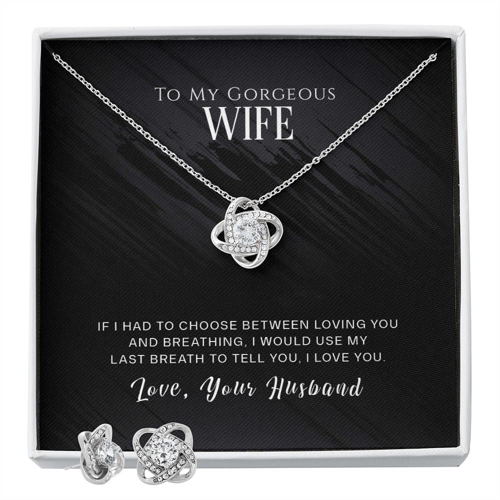 Love Knot Necklace and Earring Set - Wifes Last Breath - Perfect Gift for Her-[Heartfelt Family Gift]
