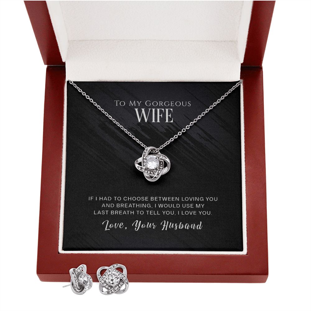 Love Knot Necklace and Earring Set - Wifes Last Breath - Perfect Gift for Her-[Heartfelt Family Gift]