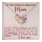 Worlds Greatest Mom Love Knot Necklace - Perfect Gift for Mothers Day-[Heartfelt Family Gift]