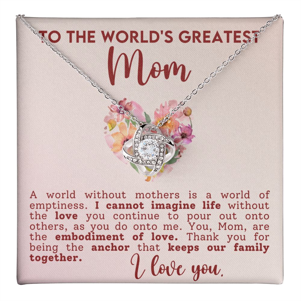 Worlds Greatest Mom Love Knot Necklace - Perfect Gift for Mothers Day-[Heartfelt Family Gift]