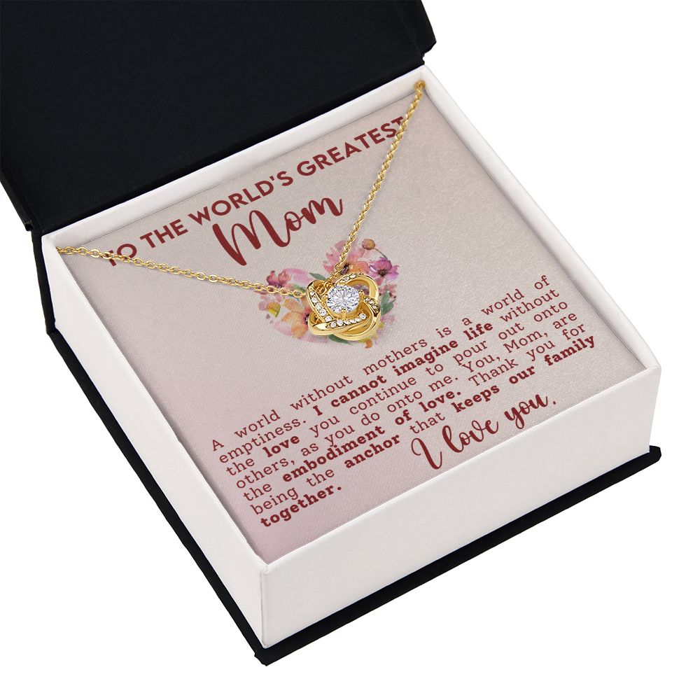 Worlds Greatest Mom Love Knot Necklace - Perfect Gift for Mothers Day-[Heartfelt Family Gift]