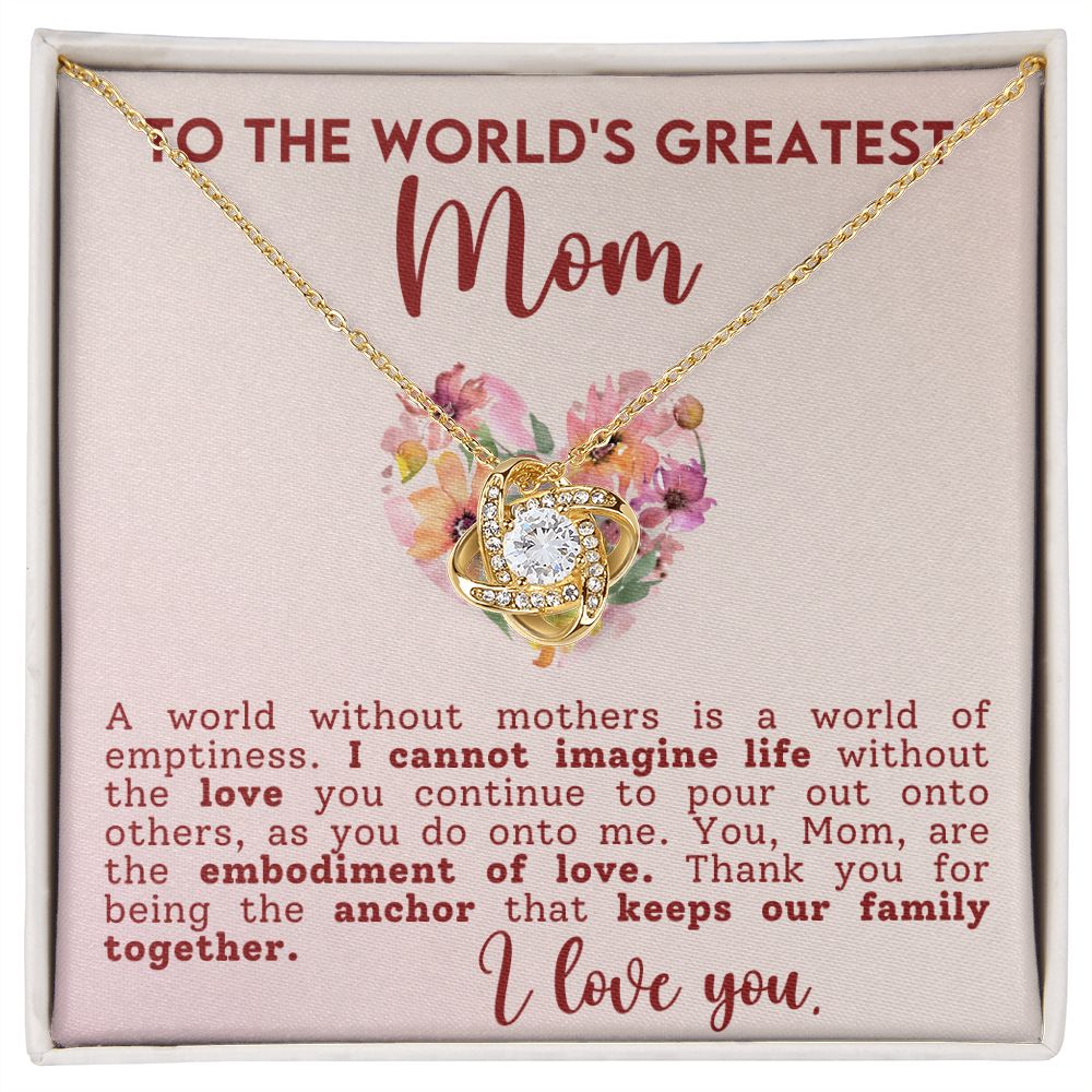 Worlds Greatest Mom Love Knot Necklace - Perfect Gift for Mothers Day-[Heartfelt Family Gift]